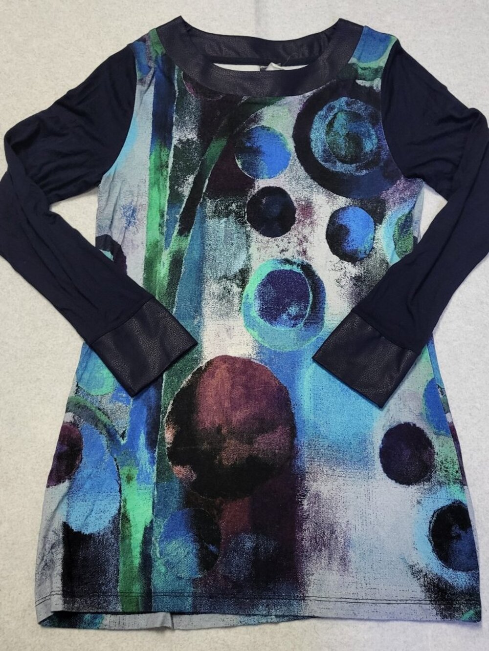 Simply Art Dolcezza Size M Blue Art-to-Wear Viscose Blouse Modernist Top Shirt
